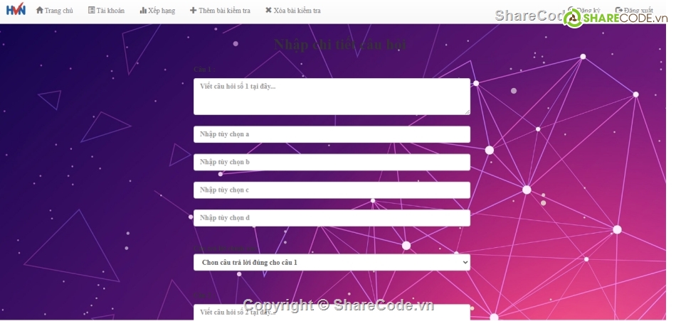 code trắc nghiệm,Source code thi trắc nghiệm,Full code trắc nghiệm